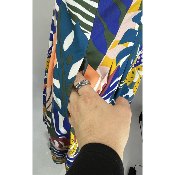 Boden Dress Womens 12 Multicolor Tropical Leaf Print Sleeveless Fit Flare Resort - Picture 7 of 16